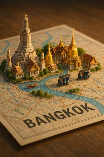 Bangkok 3D Map Diorama – Miniature Temples and Tuk-Tuks