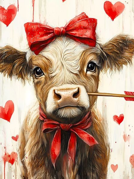 Valentine highland cattle cow by haroulita