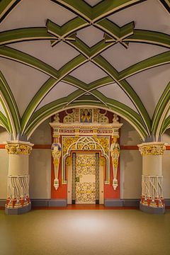 Kleurrijke Architectuur van het Landgericht in Halle (Saale) van Henk Meijer Photography