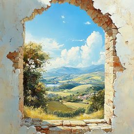 Landschap | Beyond the Ancient Walls van OMG Art