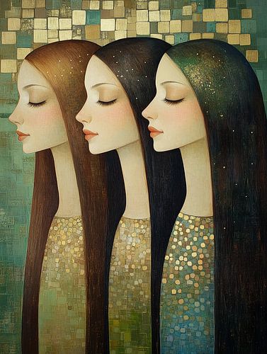 Three women with closed eyes