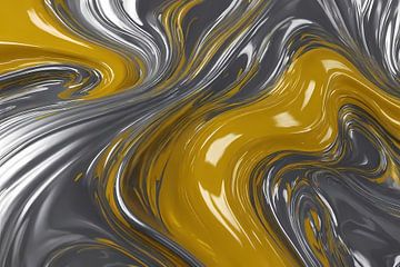 Zilveren en gele abstracte dynamiek van De Muurdecoratie