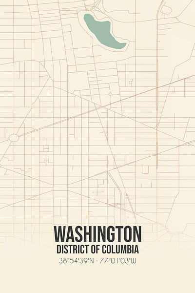 Carte ancienne de Washington (District de Columbia), Etats-Unis. par Affiches de lieux