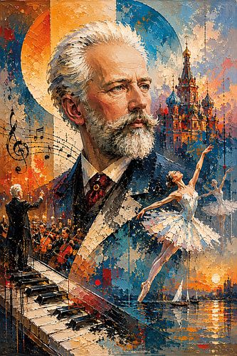 Componist Pjotr Iljitsj Tsjaikovski schilderij.