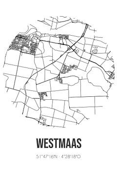 Westmaas (Zuid-Holland) | Landkaart | Zwart-wit van MijnStadsPoster