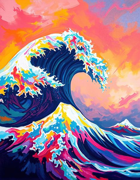Homage to Hokusai's world-famous "Great Wave off Kanagawa" - The soul of the sea in colour and gesture by AidasignArt