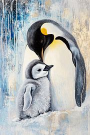 Kaiserpinguin und Küken malen von Imperial Art House