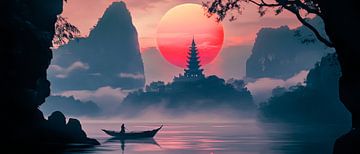 Magische Landschaft bei Sonnenuntergang von Poster Art Shop