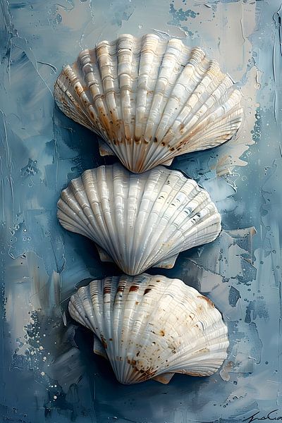 Mobile ou tenture murale en bois flotté et coquillage - France