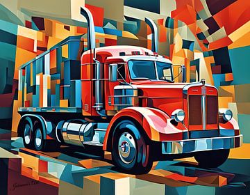 Abstract Art Illustration - Amerikaanse vrachtwagens 3 van Johanna's Art