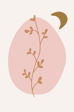 Modern boho botanical. Leaves in pastel colors no. 7 by Dina Dankers