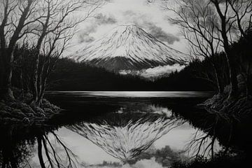 Bergmeer reflectie van Poster Art Shop