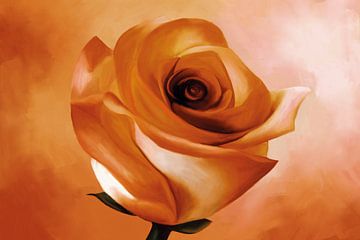 Peinture d'une rose dans des couleurs orange sur Tanja Udelhofen