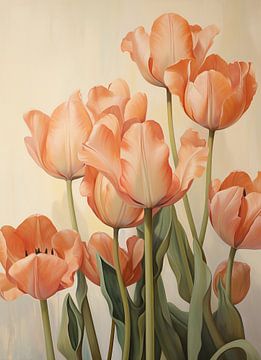 Tulipes - Art floral réaliste sur Peinture Abstraite