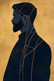 Geometrisches Porträt in Gold und Schwarz von Poster Art Shop