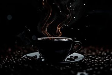 Steamer koffie in stijlvol zwart van Poster Art Shop