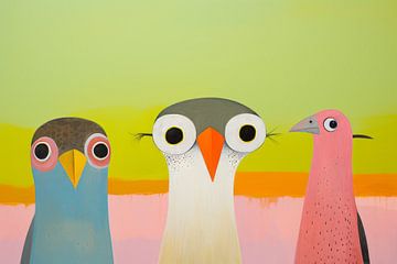 Oiseaux joyeux et colorés sur Studio Allee