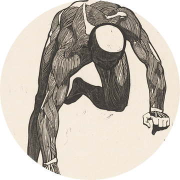 Reijer Stolk, Anatomische studie van de hals-, arm- en beenspieren van een man van Atelier Liesjes