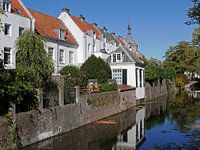 Canal in downtown Amersfoort overlooking Muurhuizen on a sunny day.