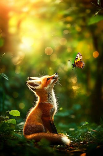 Fox and butterfly