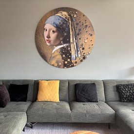 Klantfoto: Meisje met de parel  van Lia Morcus, als ronde print