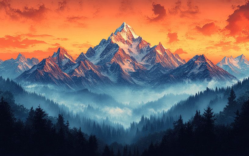 Pics majestueux au lever du soleil par Jordan