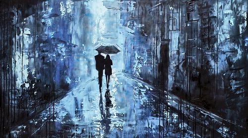 Intiem moment in de regen