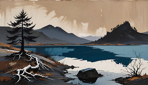 wintry fjord landscape