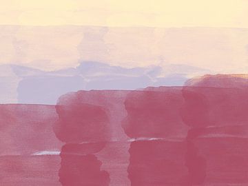 Colorful abstract watercolor landscape in purple, lilac and yellow