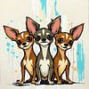 Kleine Hunde, große Attitüde – Drei Chihuahuas in Urban Art von Wandbilder-Shop