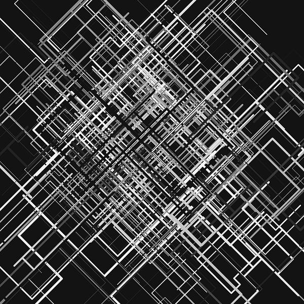 Abstraktes Linien-Netz 3 schwarzweiß von Jörg Hausmann