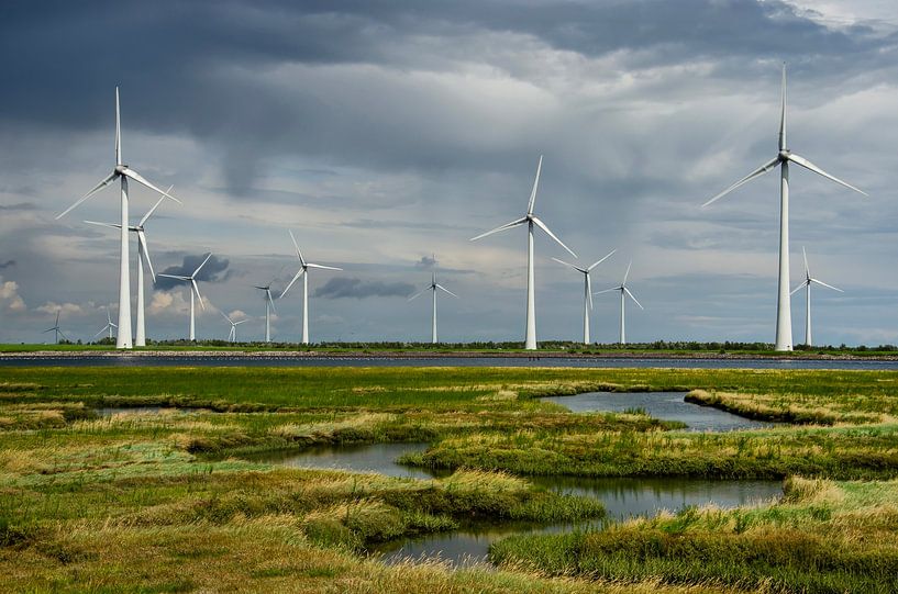 Wind turbines on Philips dam by Frans Blok - photos, art and other wall decoration