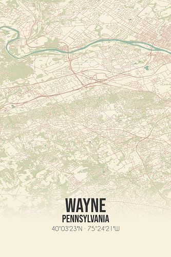 Alte Karte von Wayne (Pennsylvania), USA.