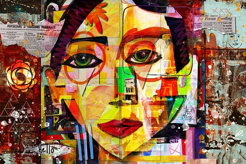 Modern mixed media portrait