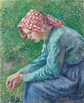 A Seated Peasant Woman (1885) by Camille Pissarro. van Studio POPPY