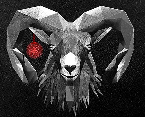 Bélier avec boule rouge