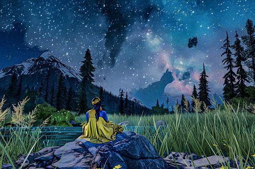 under the starry night
