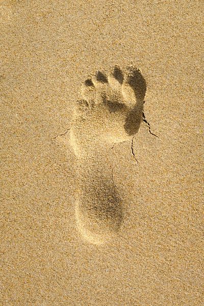 Footprint in the sand by Johan Vanbockryck