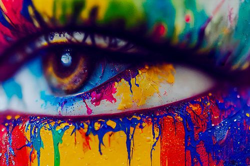 Abstracte kleuren in het oog Kunstschilderij Illustratie