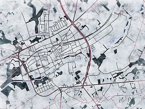 Karte von Ninove im stil 'White winter'
