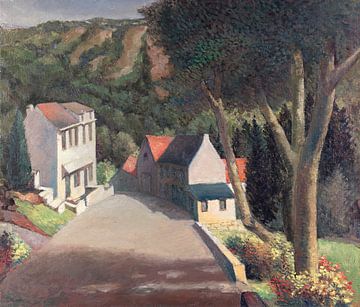Painting with view of a street in Burg Reuland - Belgium by Galerie Ringoot