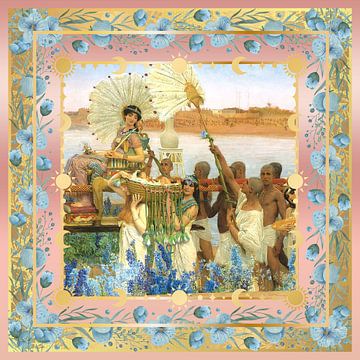 S.F. Remastered Blue Flowers Version von The Finding of Moses von Lawrence Alma-Tadema von Silver Fox Art Decor
