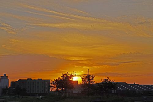 Zonsopgang in de haven van Bremen