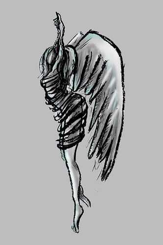 Engel getekend met houtskool