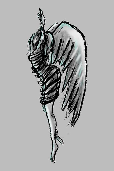 Angel drawn with charcoal by Emiel de Lange