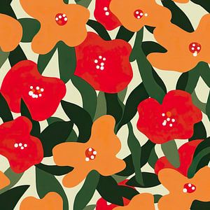 Fleurs en rouge et orange