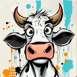 Moderne Kuh Illustration im Urban-Art-Stil – Cartoon Street Art