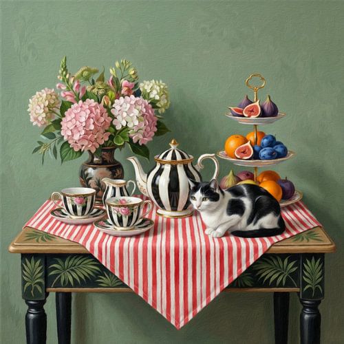 Still Life with Tea and Whiskers by Marja van den Hurk