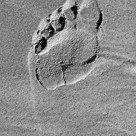 Afdruk op blote voeten in het zand van Werner Lehmann