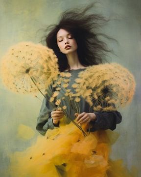 Portret "Dandelions" in pastelkleuren van Carla Van Iersel